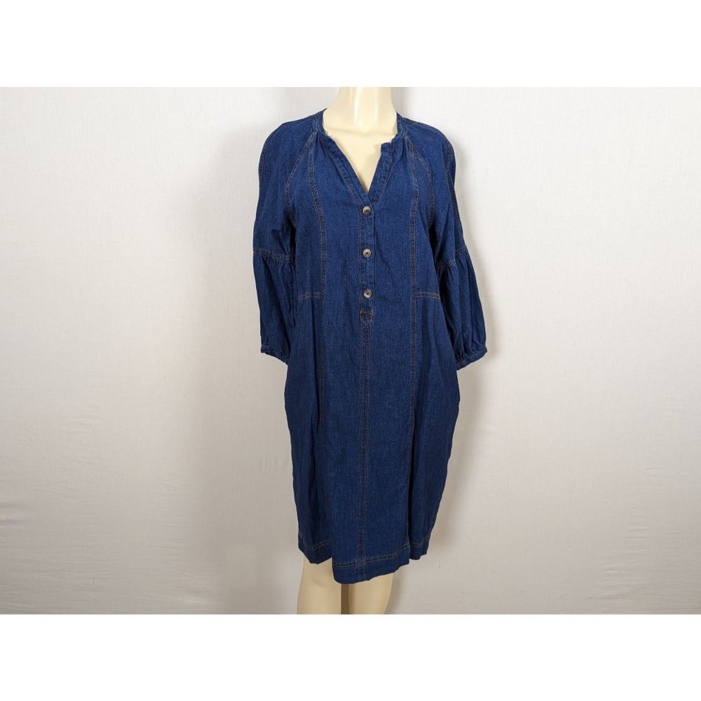 Soft Surroundings 3/4" sleeve tunic denim Julieta Henley dress size S